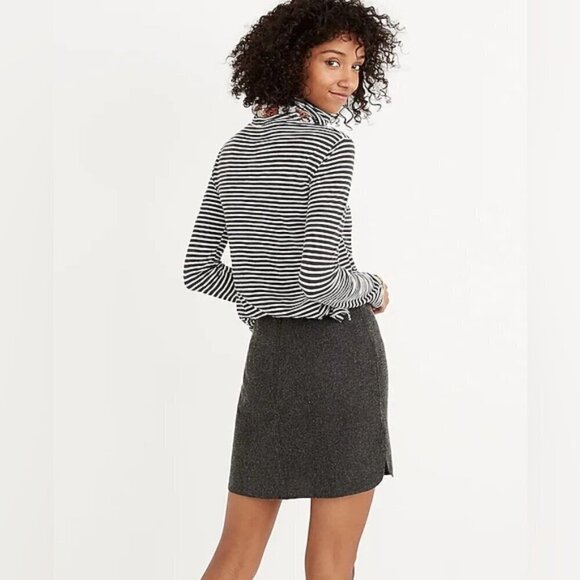 Madewell wool blend grey Shirttail Mini Skirt size 8 academia preppy fall winter - Picture 3 of 13